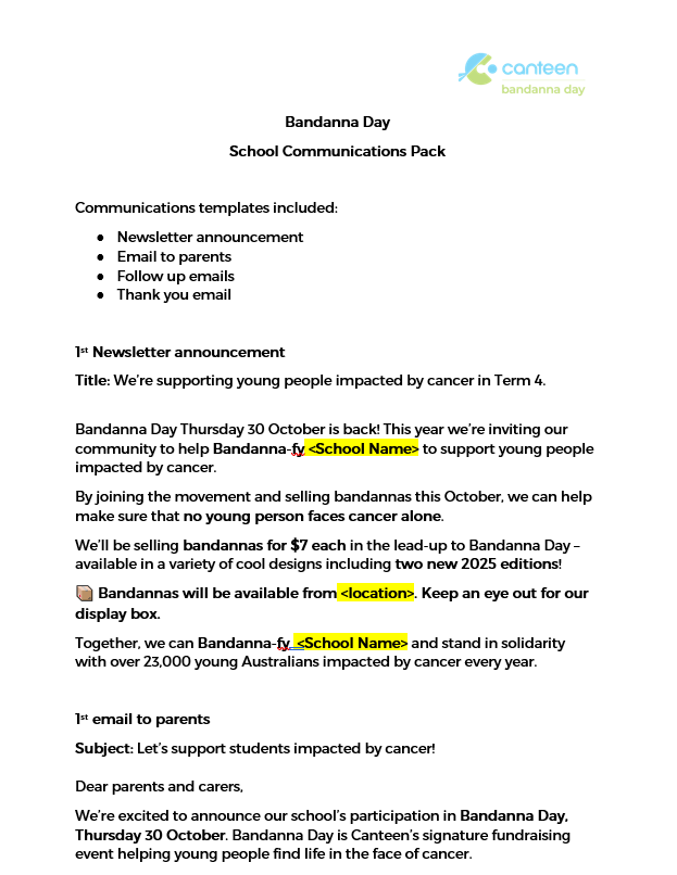 Schools Comms Samples